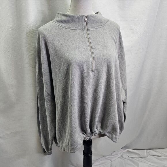 Old Navy Gray Tie Front Quarter Zip Pullover Sweatshirt Size XXL - Picture 3 of 7
